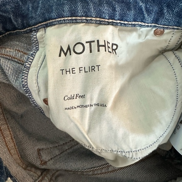 MOTHER Blue Straight Leg Jeans with Vintage Distressing - Picture 3 of 5